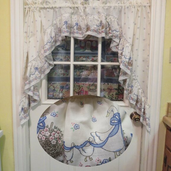 Other - Vintage Country Goose/Ribbon Goose Tiered Curtain Valence 1980s Ducks Geese #1